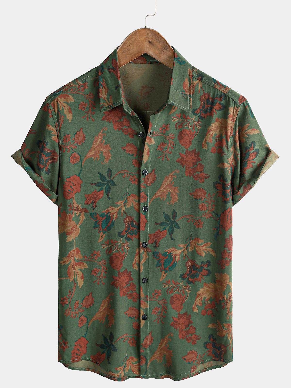 Camisa vintage Style Summer casual estampado de manga corta para hombre