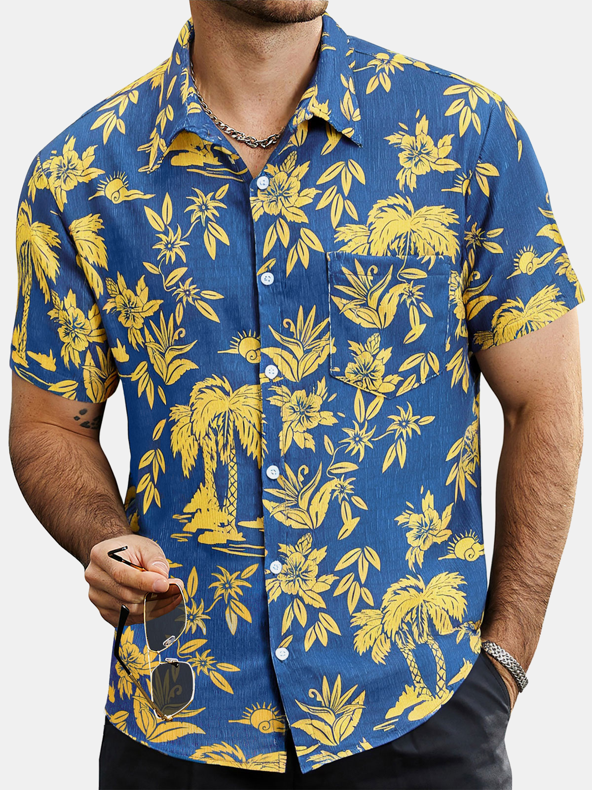 Camisa Tropical Palm Tree Hawaiian Beach Vacation para hombre