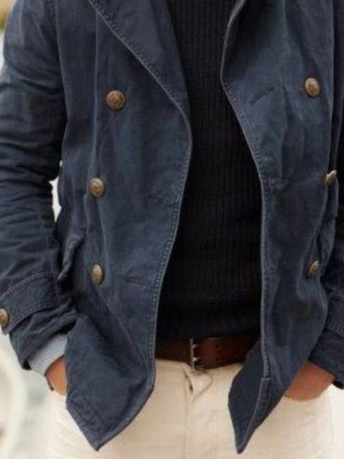 Chaqueta casual And de modaable de color sólido holgado solapa