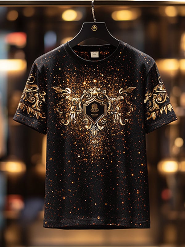Camiseta ejecutivo de lujo estampado de algodón de manga corta para hombre