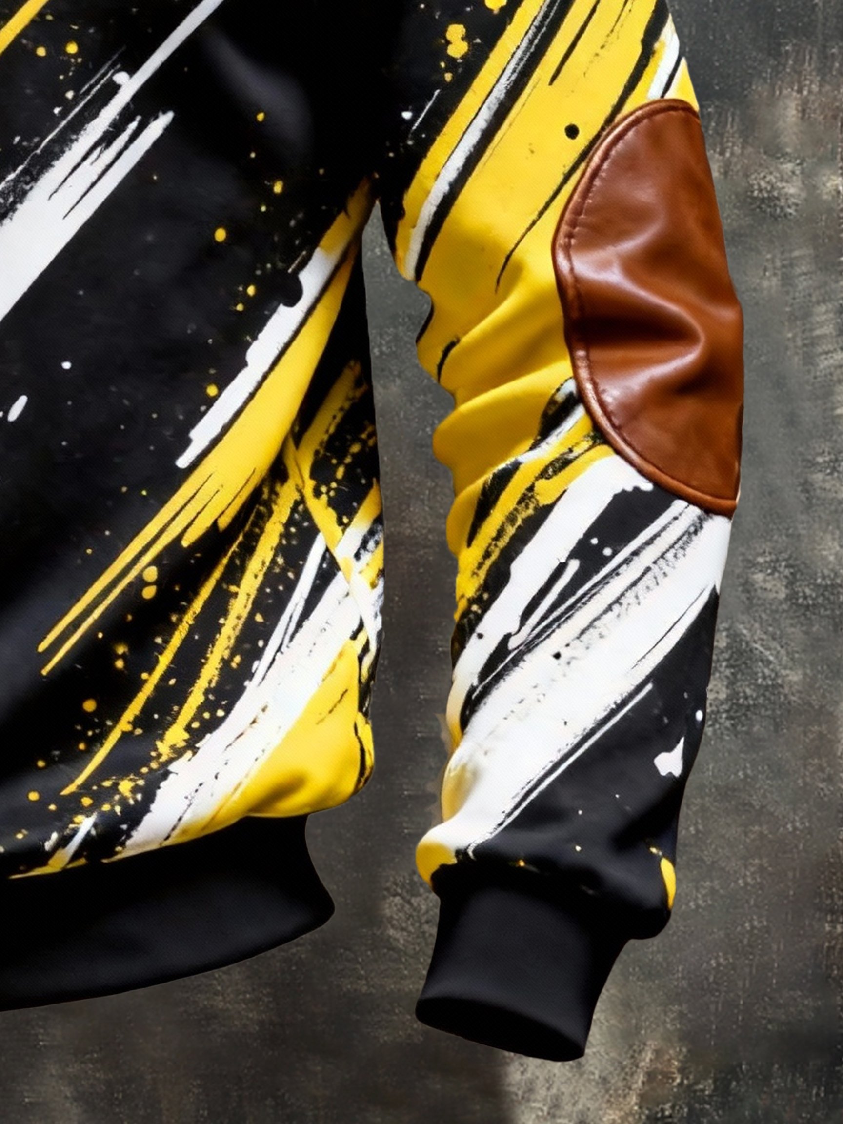 Sudadera vintage Color-Block estampado con cierre con gorrasucha para hombre