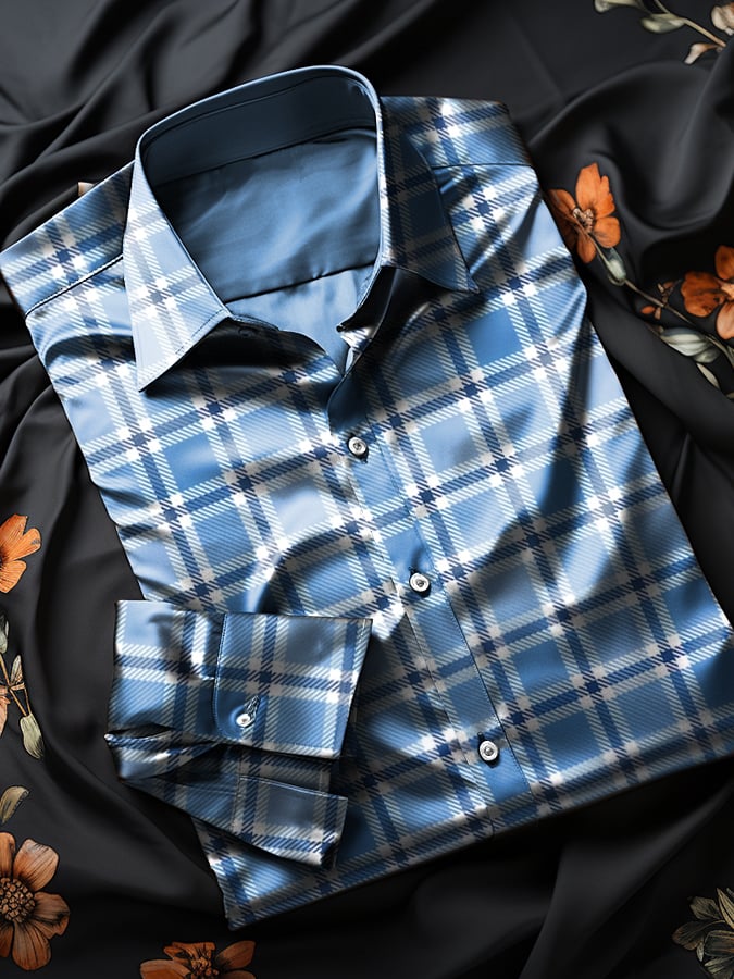 Camisa elegantee ejecutivo casual Checkered para hombre