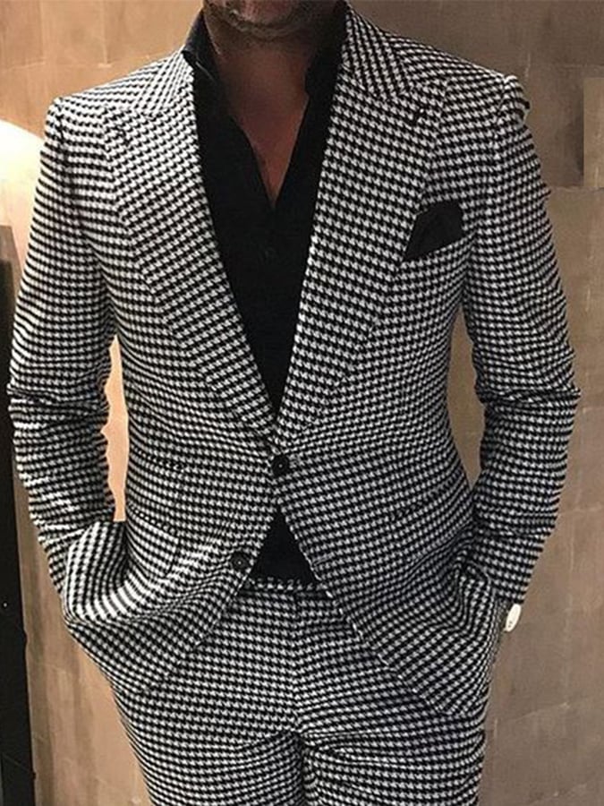 Ejecutivo Single-Breasted Small Houndstooth Two-Piece Suit para hombre