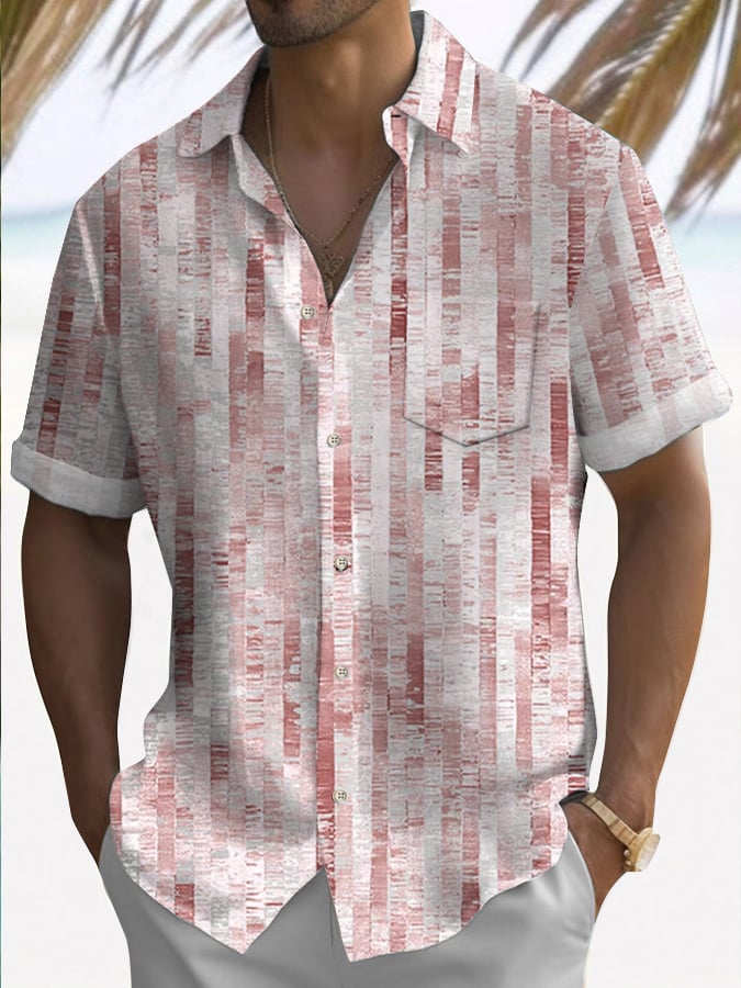 Camisa retro Vacation Style estampado casual (With Pockets) para hombre