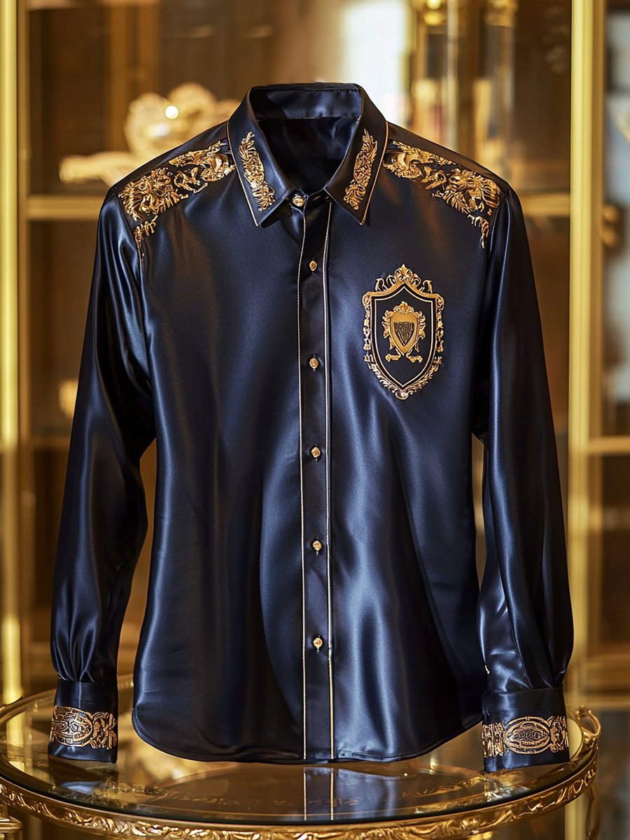 Camisa satén de lujo ejecutivo de manga larga para hombre