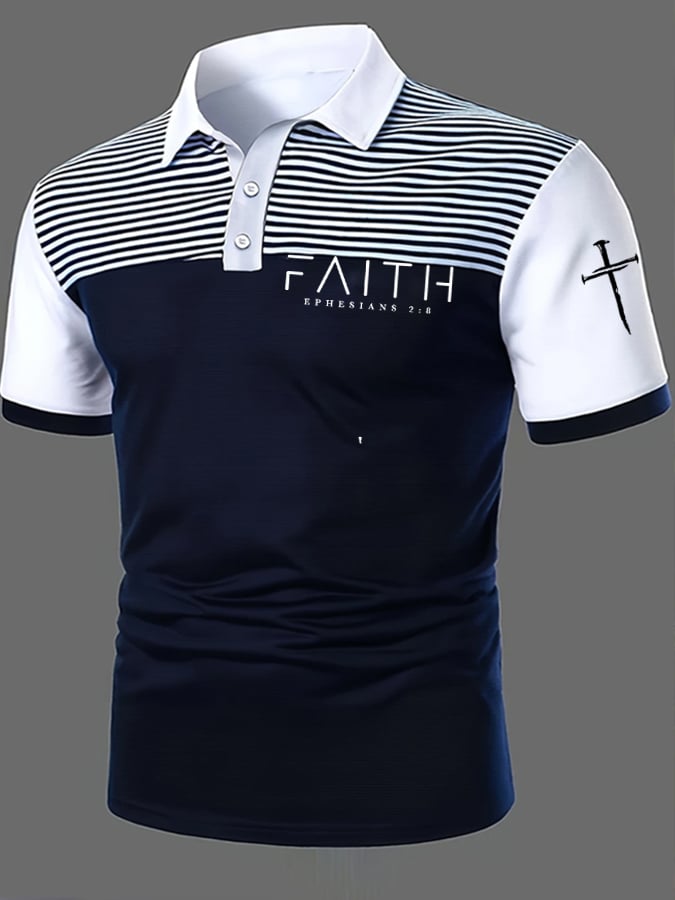 Camisa polo Faith Cross estampado casual para hombre