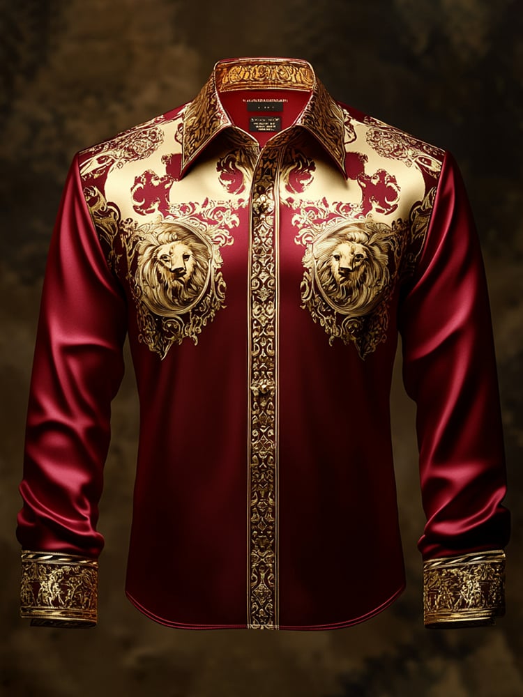 Camisa satén Luxe de manga larga con botones para hombre