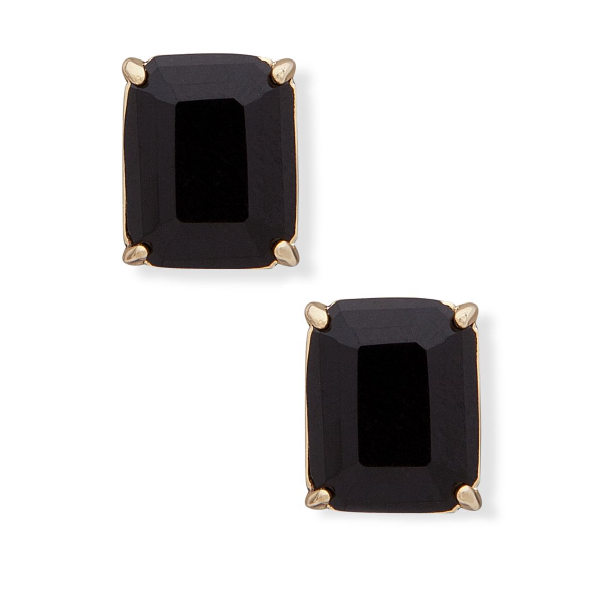 Gold Tone Jet Stud Earrings - 1