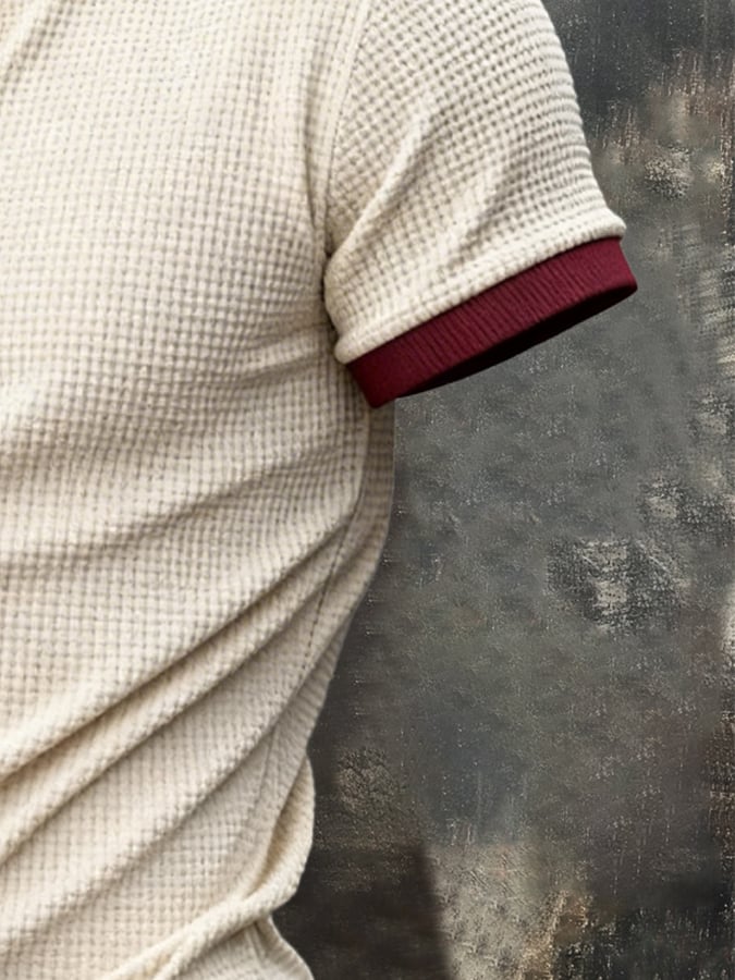 Camiseta retro Patchpara trabajo Waffle para hombre