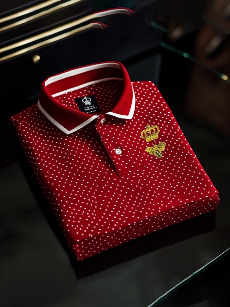 Camisa polo clásico ejecutivo Logo Button de manga corta para hombre
