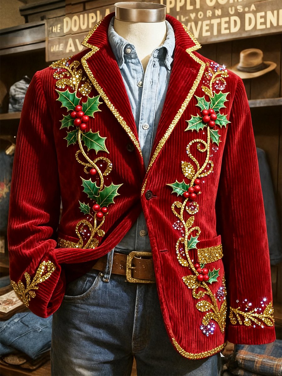 Saco pana Christmas Holly solapa para hombre