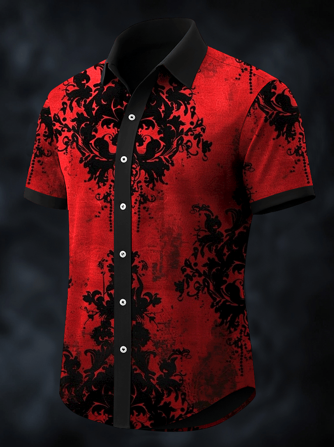 Camisa Dark Skull estampado vintage casual para hombre