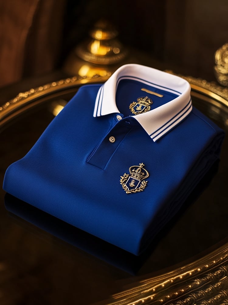 Camisa polo clásico ejecutivo Logo Button de manga corta para hombre