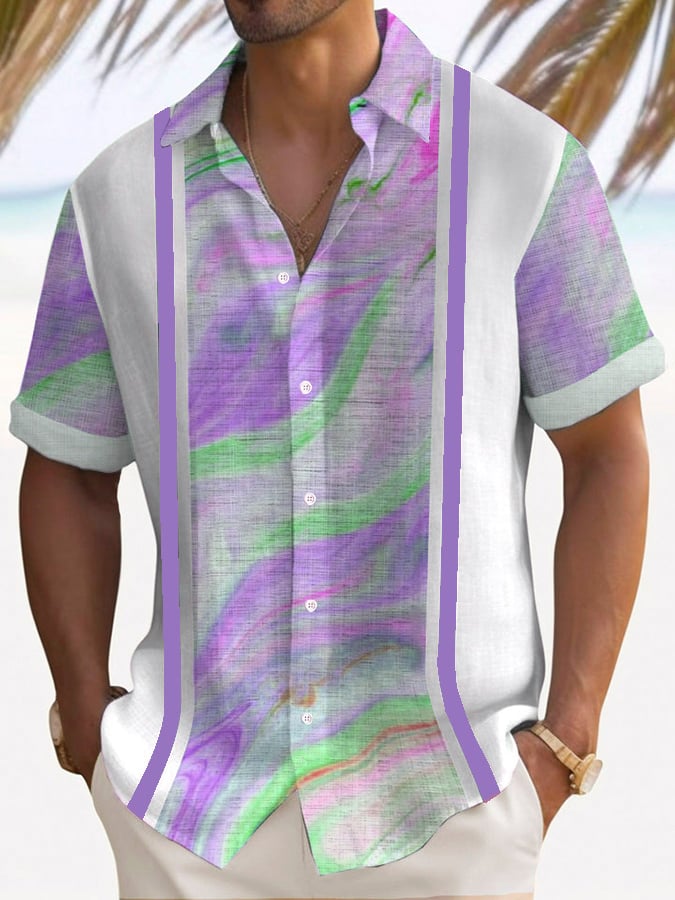 Camisa Trendy estampado Lapel de manga corta