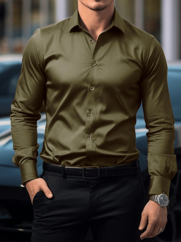 Camisa a cuadros ejecutivo de manga larga para hombre