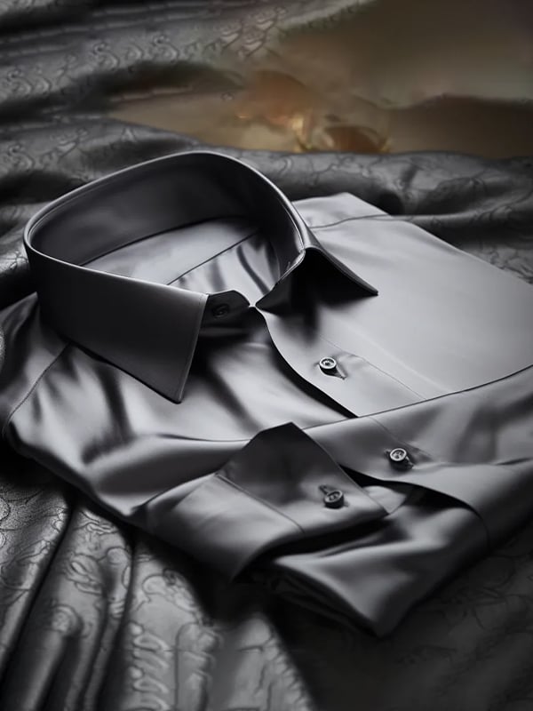 Camisa de lujo Romantic Contrast Color estampado de manga larga para hombre