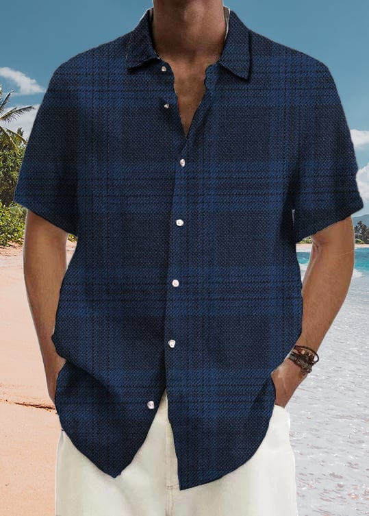 Camisa Hawaiian Abstract estampado Pocket de manga corta para hombre