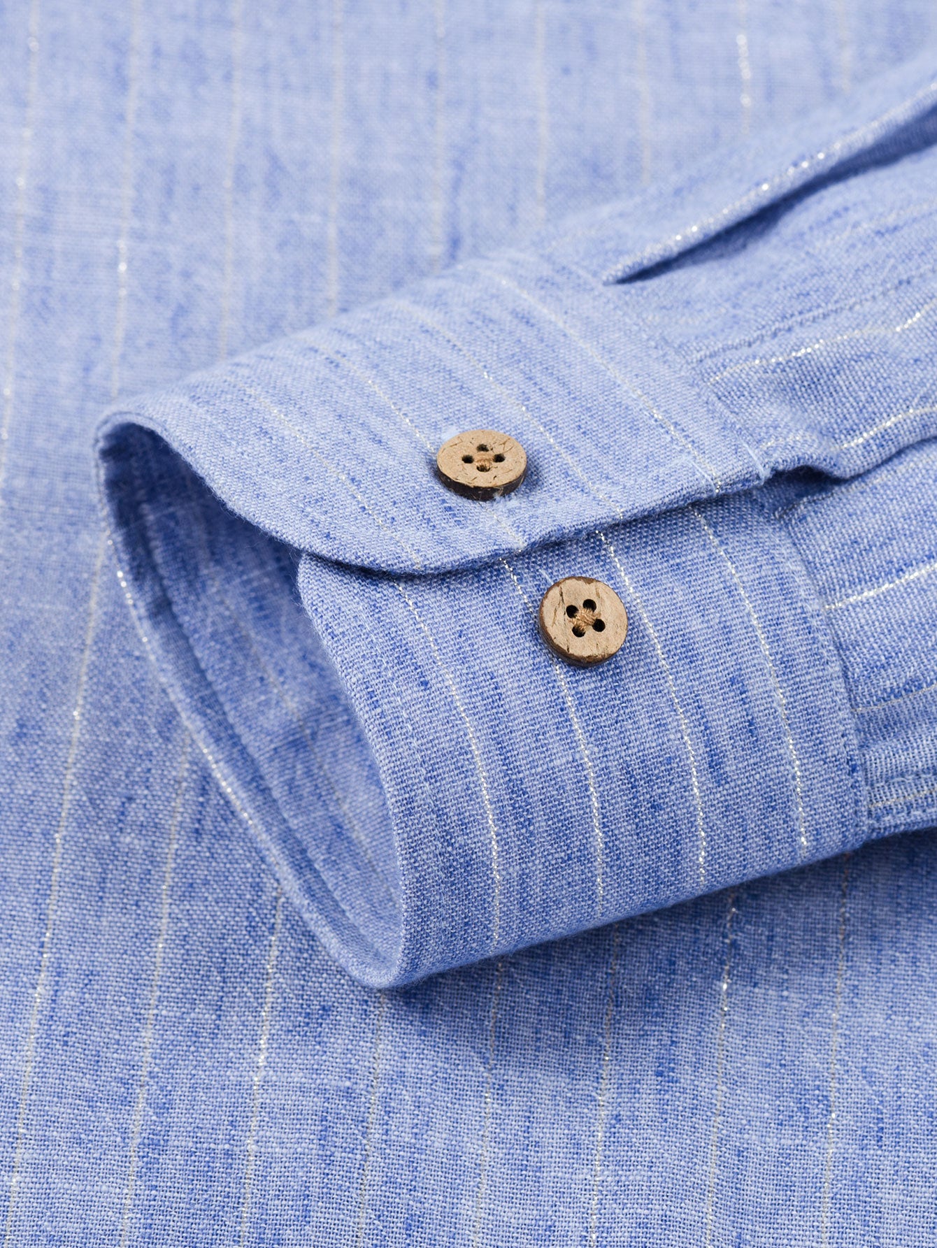 Camisa de manga larga rayas de lino Look Button Up