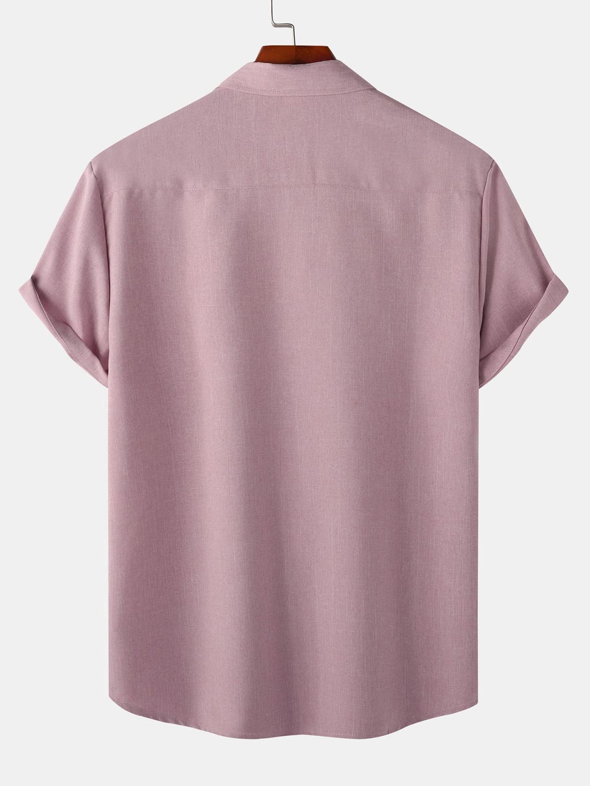 Camisa transpirable de color sólido de algodón Button Up casual de manga corta para hombre