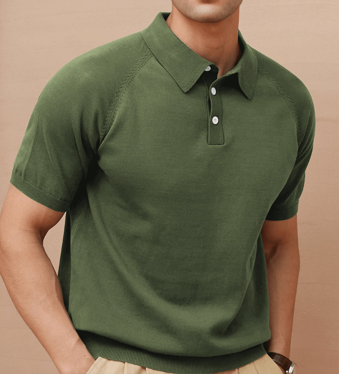 Gentletejido de manga corta tejidoted Polo