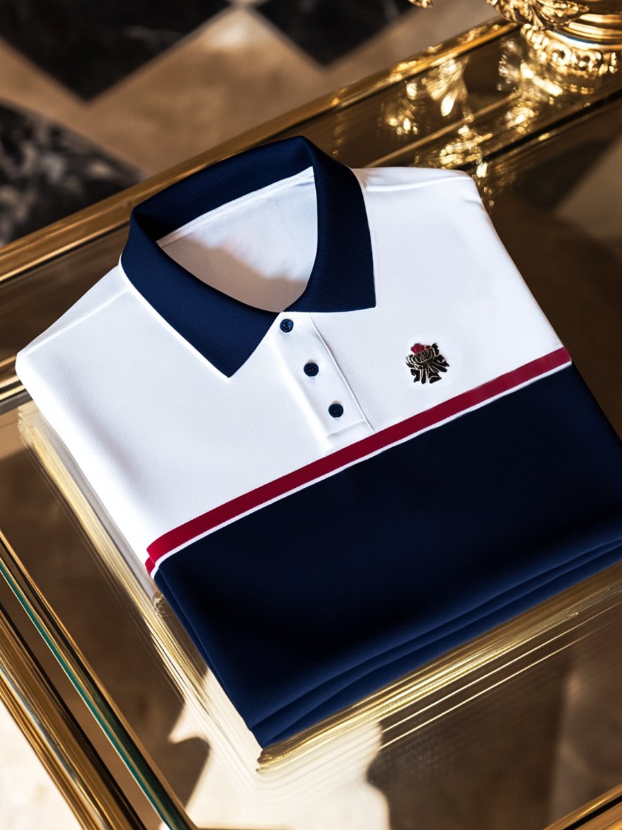 Camisa polo vintage ejecutivo de manga larga para hombre
