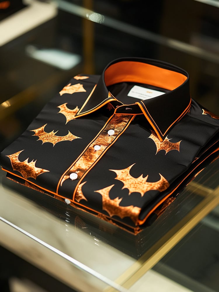 Camisa ejecutivo casual Silhouette estampado solapa de manga larga para hombre