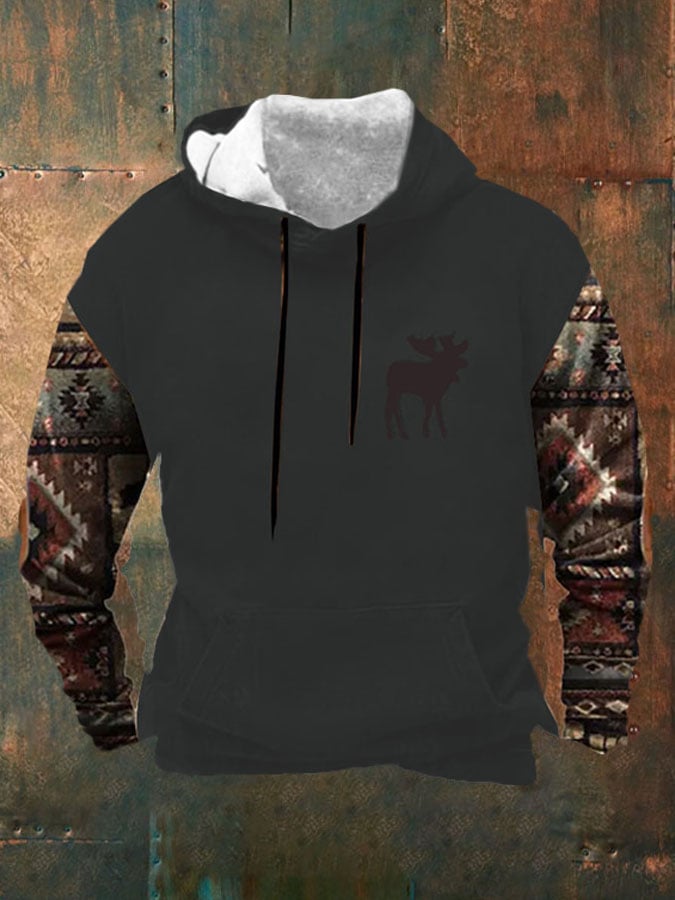 Sudadera casual Western estampado de manga larga Hooded para hombre