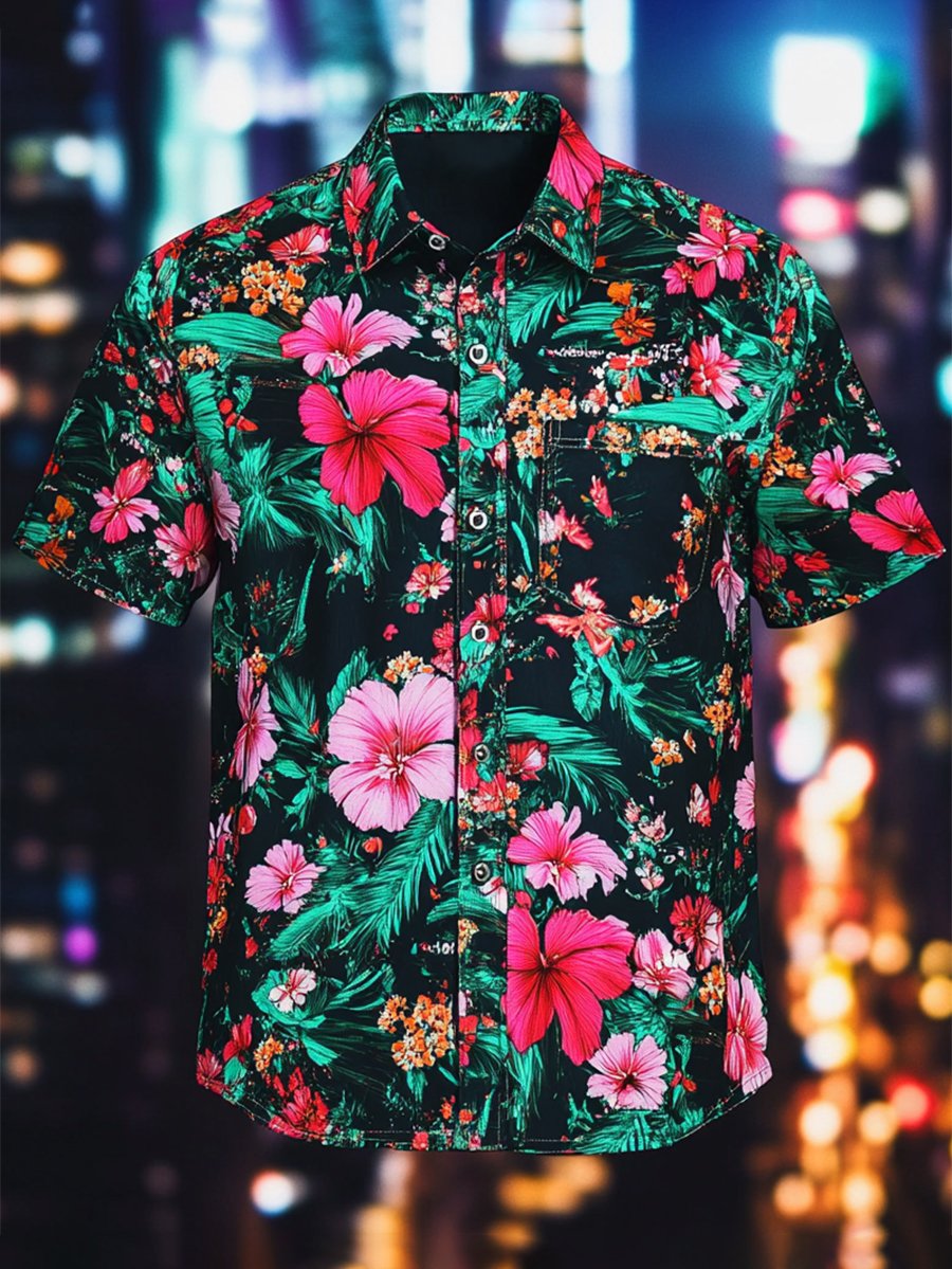 Camisa Resort casual floral Art de manga corta para hombre