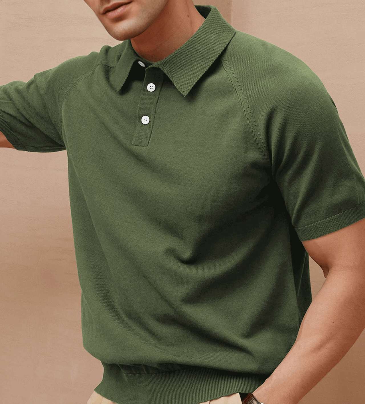 Gentletejido de manga corta tejidoted Polo