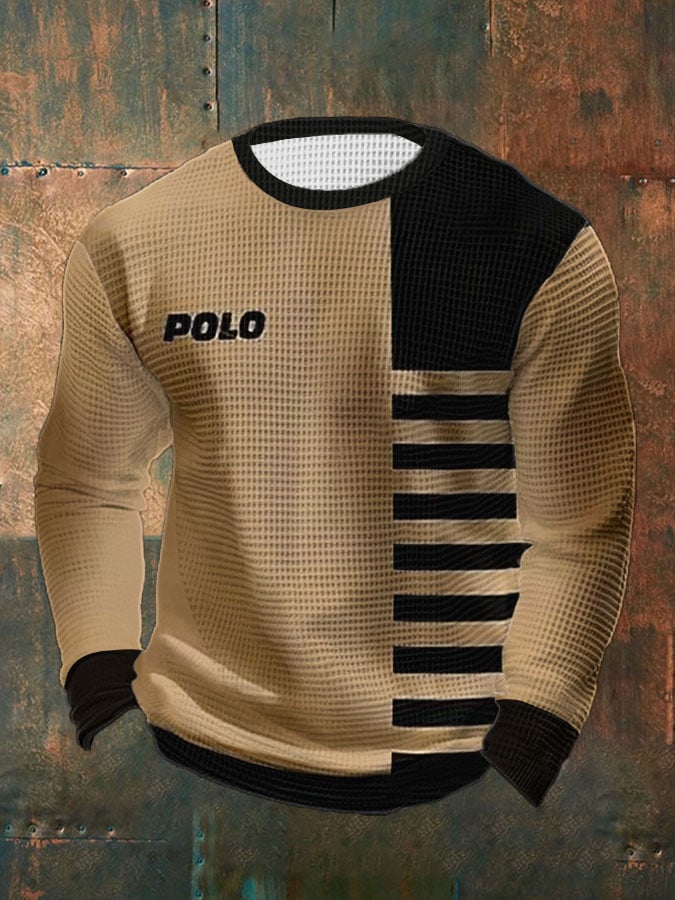para hombre vintage casual Waffle de manga larga Top