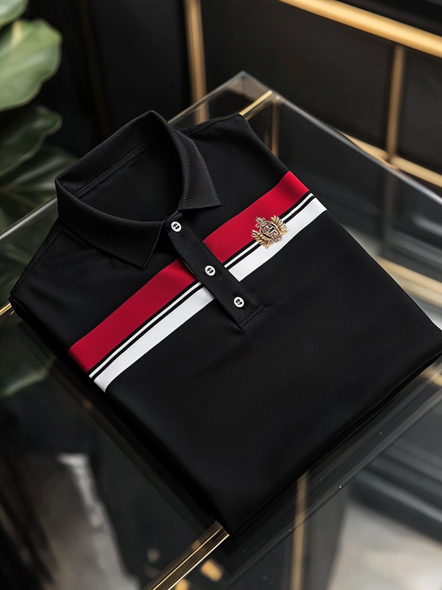 Camisa polo vintage ejecutivo de manga larga para hombre