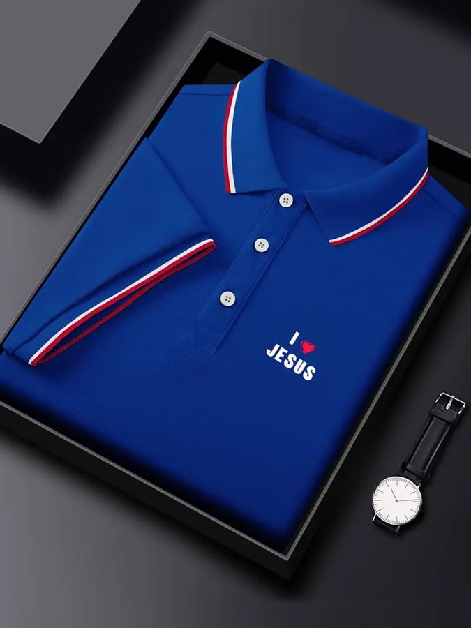 Camisa polo Jesus estampado para hombre