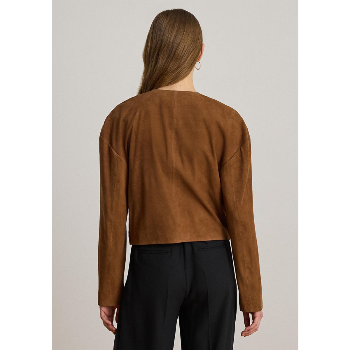 Women's Beaded-Belting-Motif Goat-Suede Jacket - 2