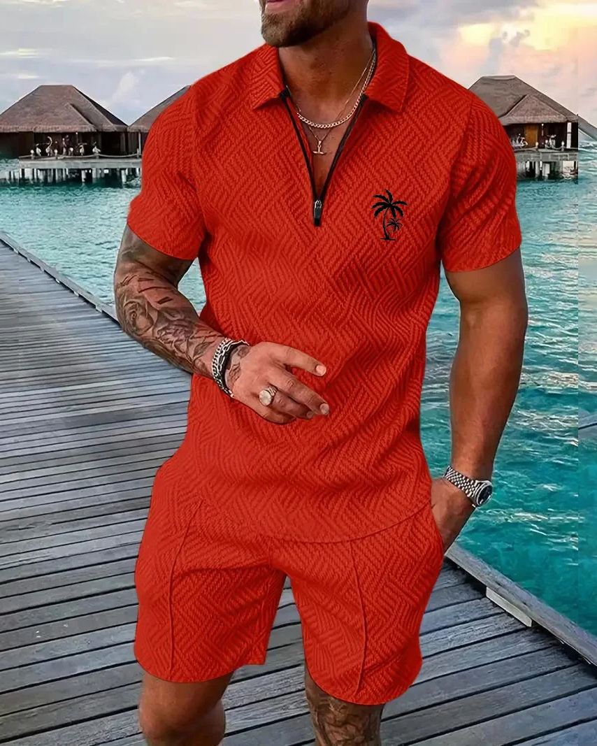 Camisa polo Suitmens para uso diario casual Collar Zipper Set 214 para hombre