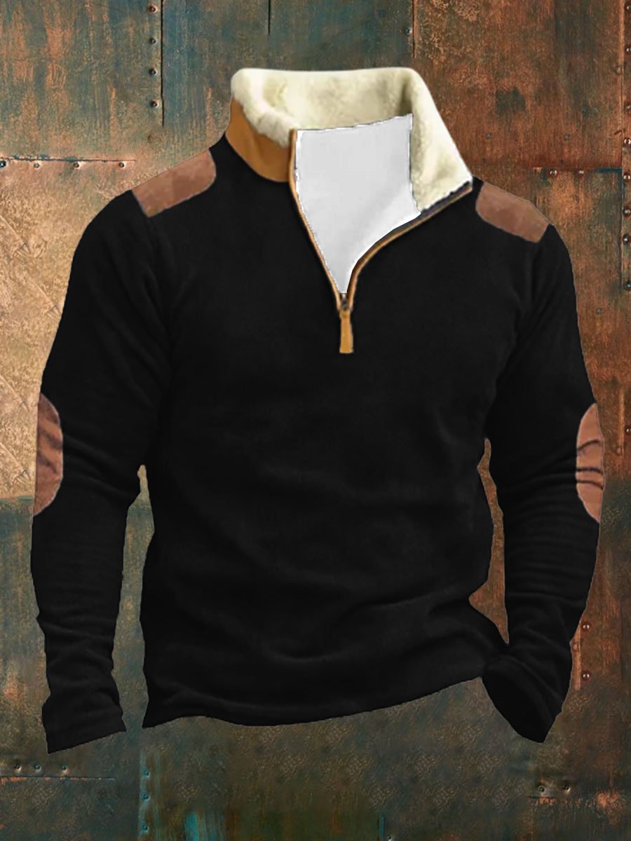 Sudadera casual solapa de manga larga para hombre