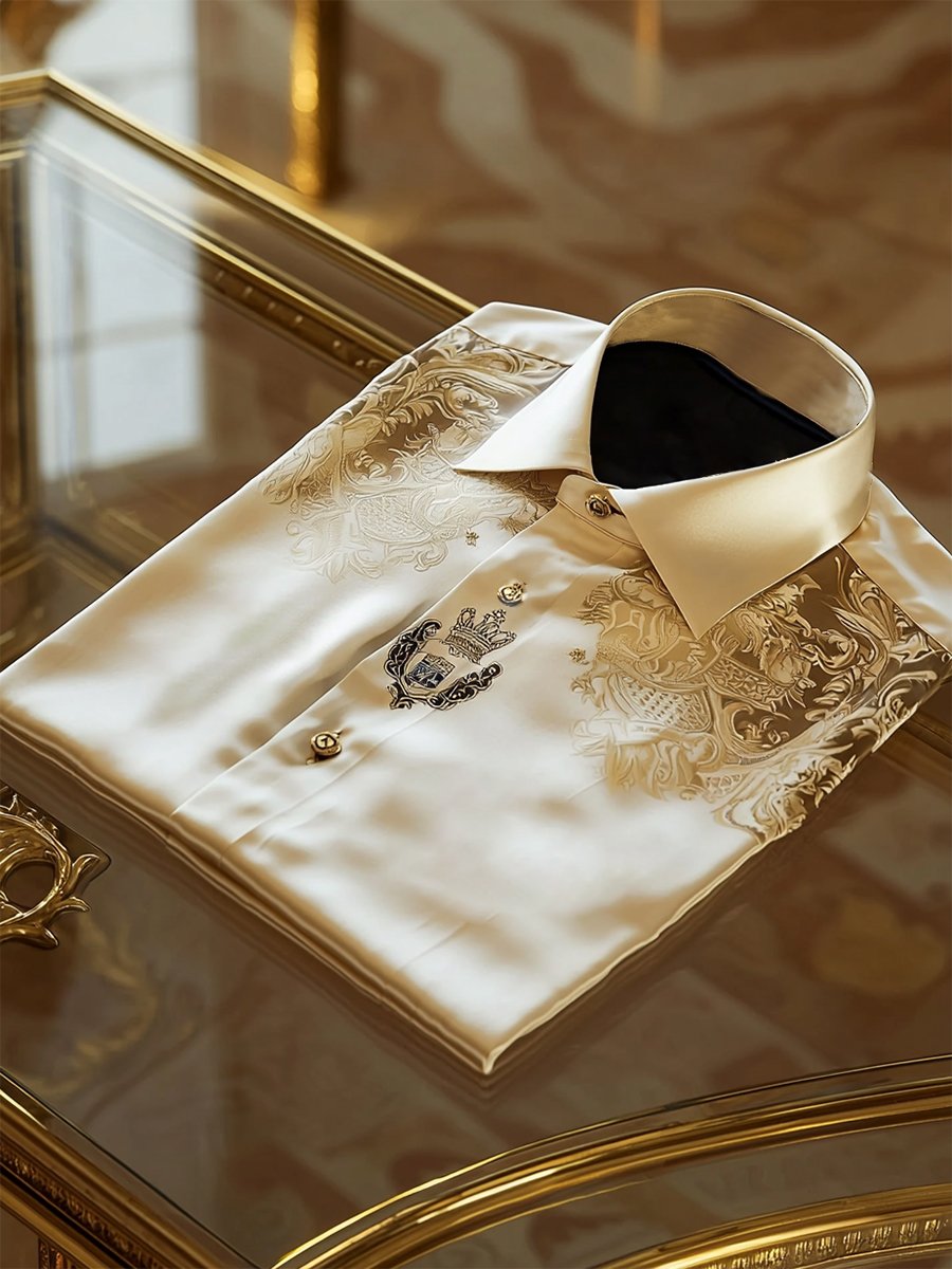 Camisa satén Luxe de manga larga con botones para hombre