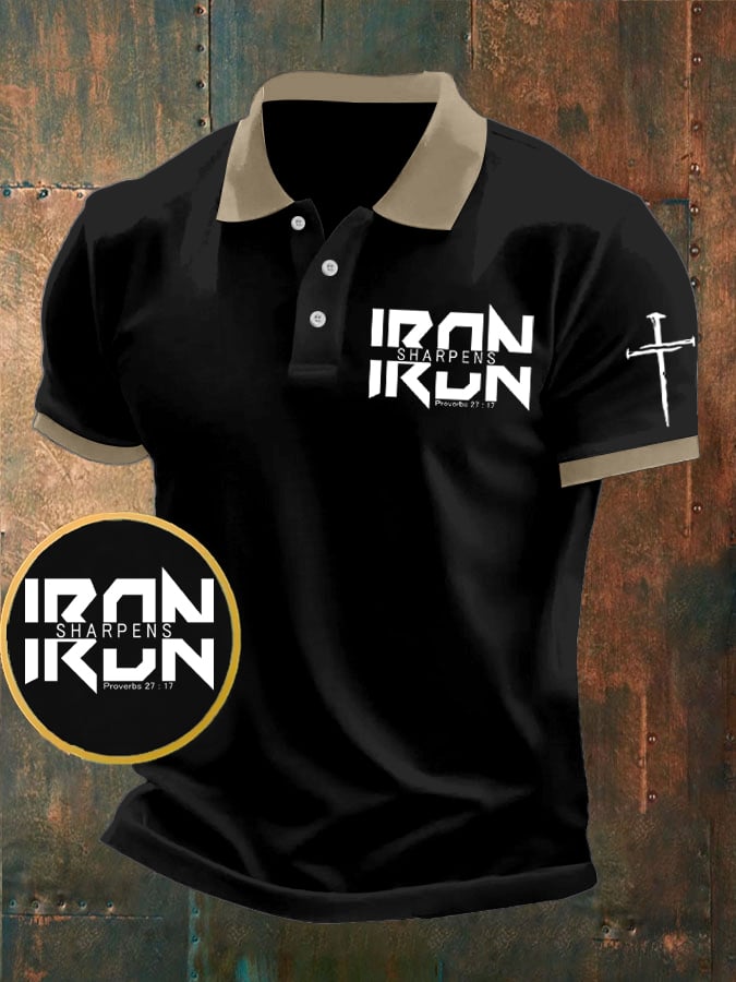 Camisa polo retro Faith casual estampado para hombre