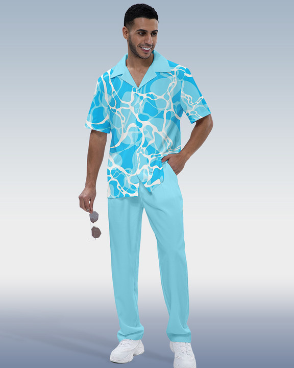 Camisa Rianmond Ombre estampado de manga corta Walking Set 377 para hombre