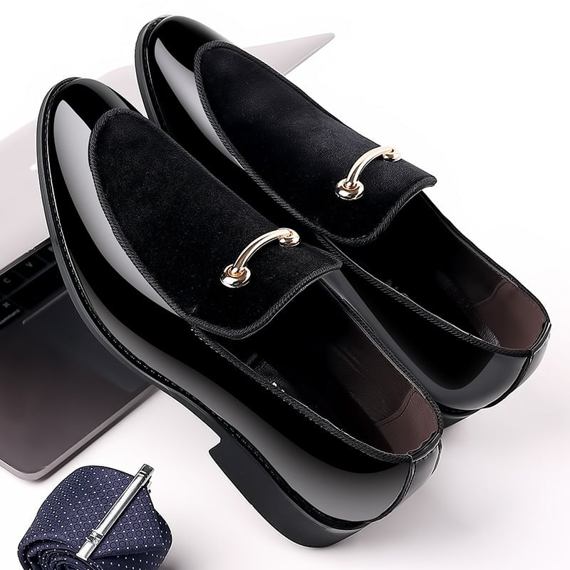Mocasines ejecutivo formal casual gamuza Patchpara trabajo Faux cuero Patant zapatos para hombre