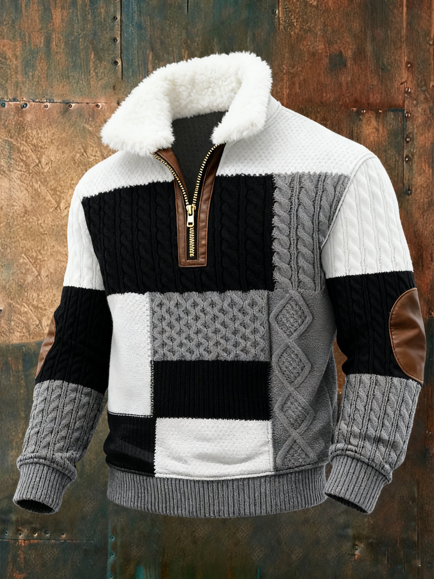 Sudadera geométrico estampado texturizado casual para hombre