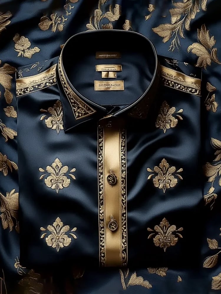 Camisa satén Luxe de manga larga con botones para hombre
