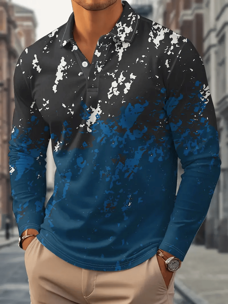 Camisa polo ejecutivo Light de lujo a rayas estampado solapa para hombre
