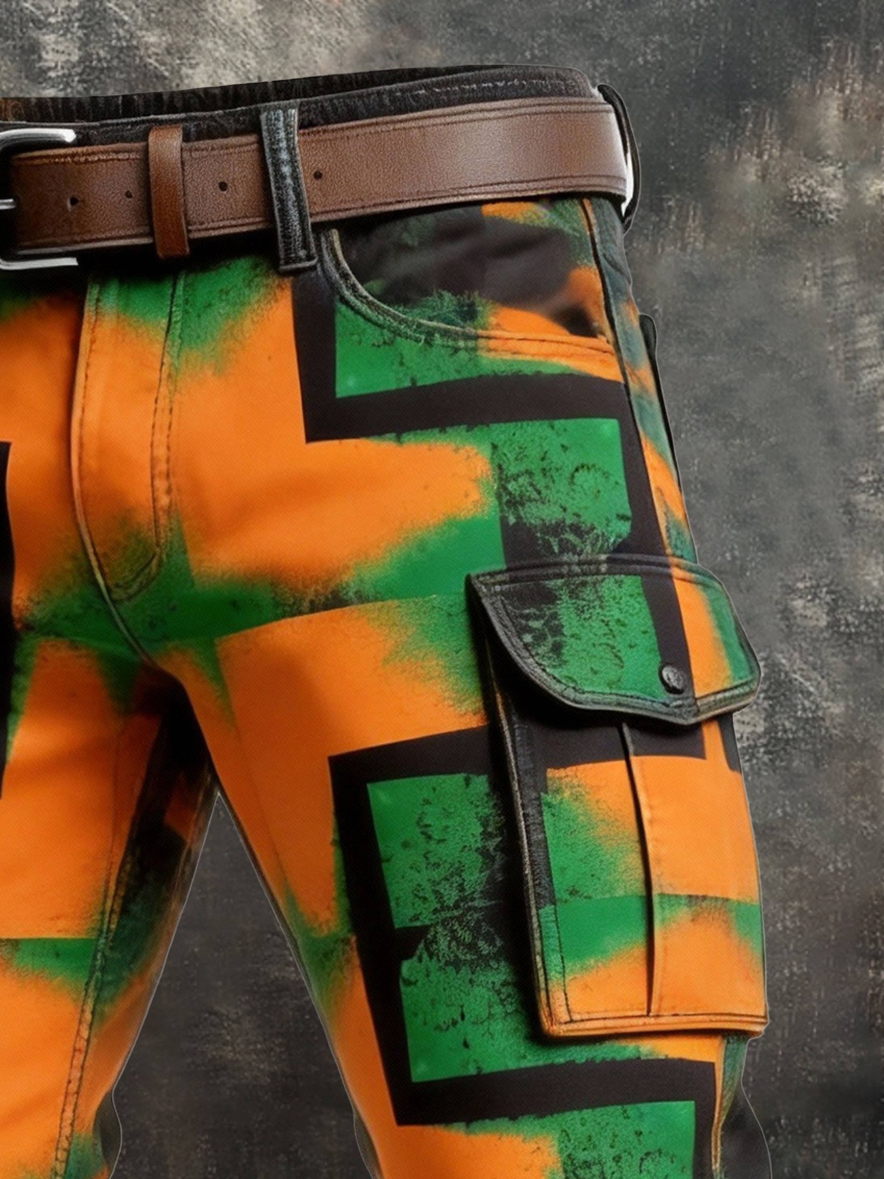 Pantalón vintage Color-Block desgastado Cargo para hombre