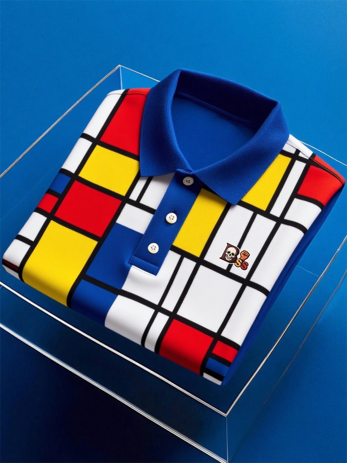 Camisa polo ejecutivo casual Artistic Button de manga corta para hombre
