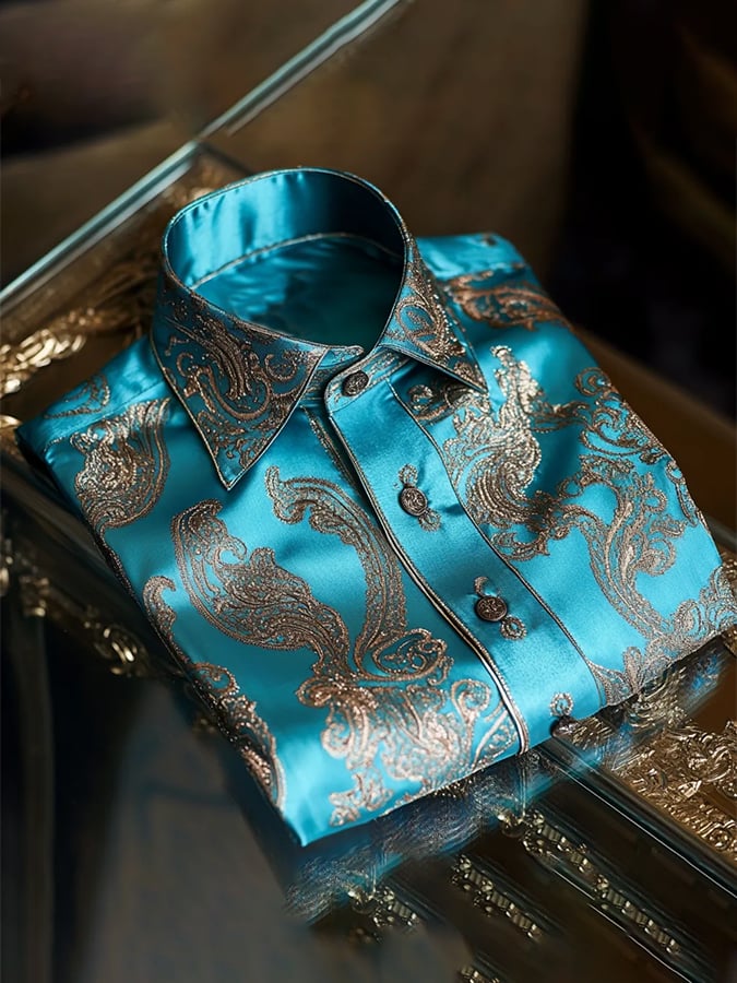 Camisa de moda ejecutivo de lujo Design estampado de manga larga para hombre