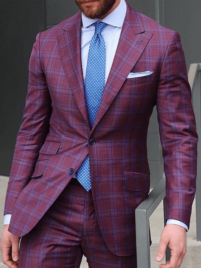 Chaqueta vintage Single-Breasted a cuadros Gentleman's ejecutivo Suit para hombre