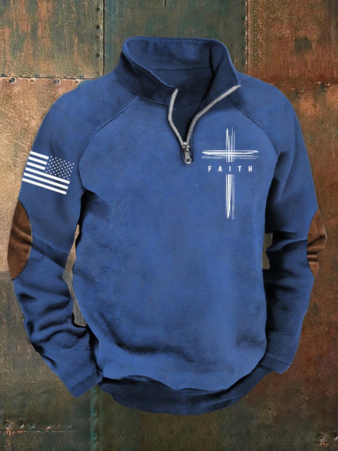 Sudadera Flag Faith Raglan Stand cuello para hombre