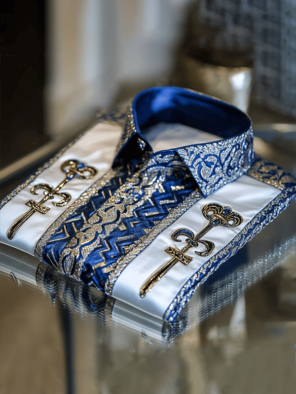 Camisa satén Luxe de manga larga con botones para hombre