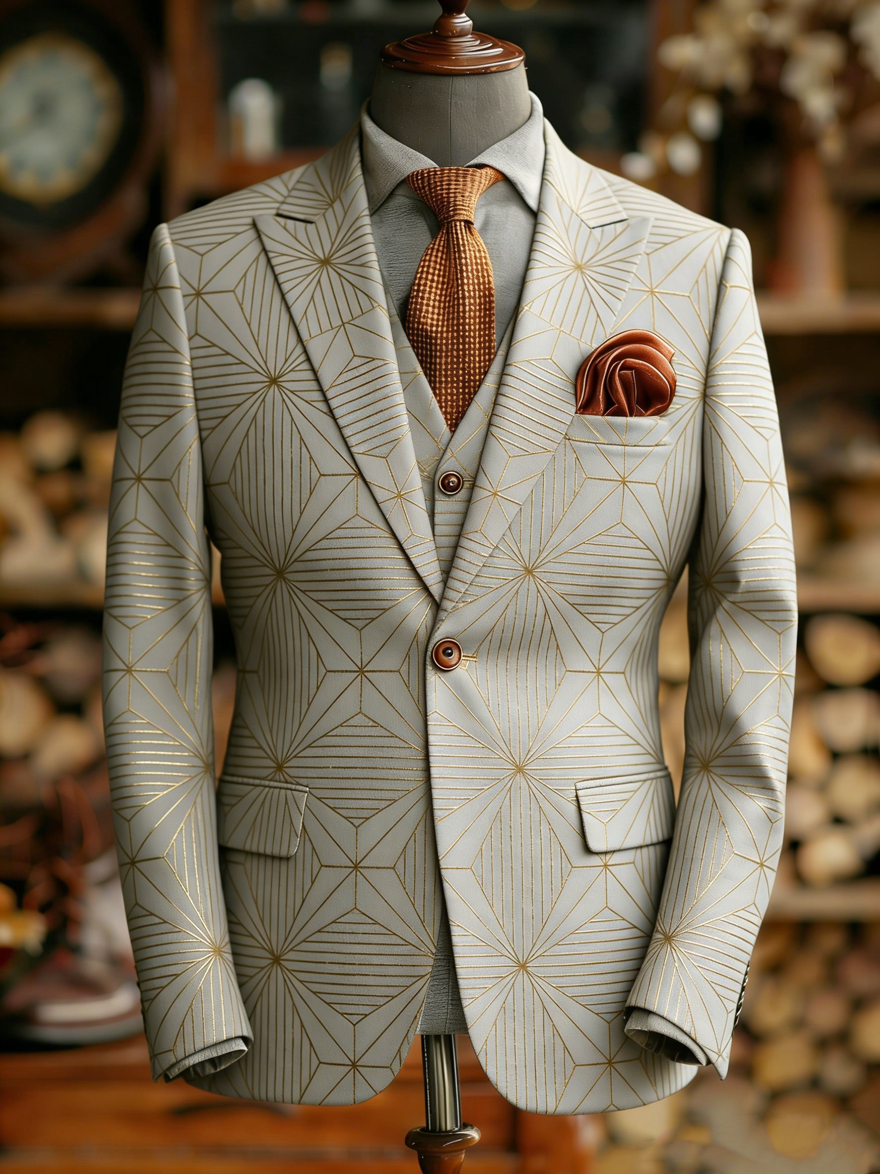 Saco Abstract Gold Geometric Lines