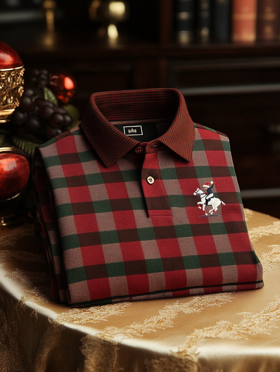 Camisa polo retro ejecutivo Logo estampado de manga larga para hombre